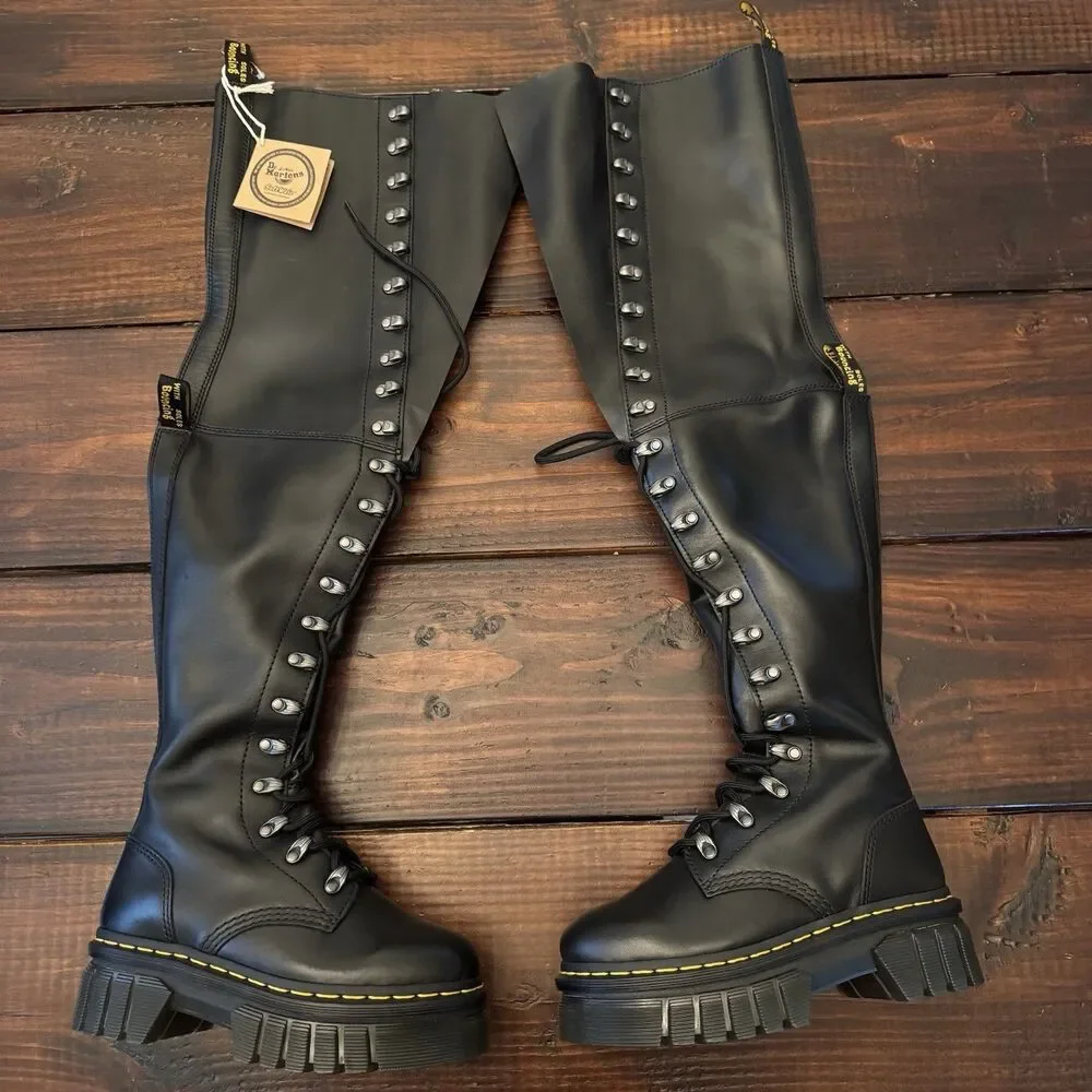 Dr Martens Audrick 22-Eye Extreme Lace Knee High Platform Boots